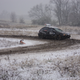 Illustration for article titled Rallycrossing in the snow is basically a mud bog with turns.